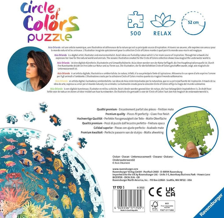 Immagine prodotto Ravensburger Puzzle a cerchi colorati - Oceano (500 pezzi)
