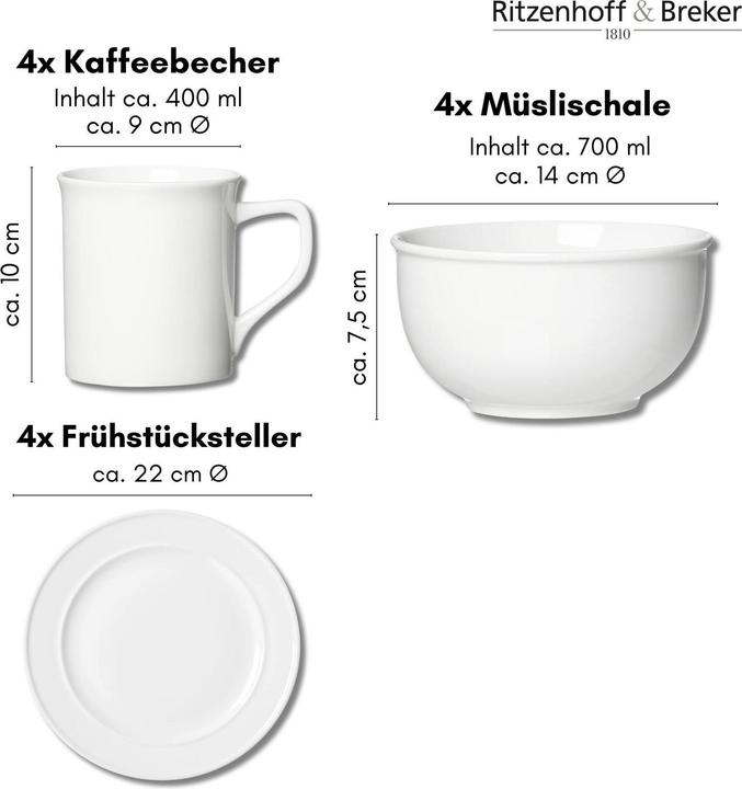 Image du produit Ritzenhoff & Breker Service de petit déjeuner "SIMPLE", 12 pièces (12 pcs)