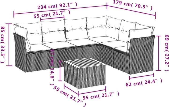 Actual product image vidaXL Garden furniture Sofa set Garden set 7-piece garden set Beige