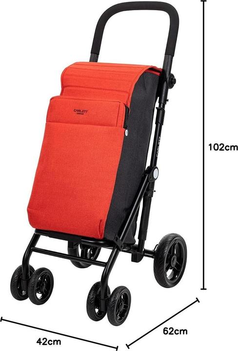 Carlett URBAN Duo LETT430 Cooler Boodschappentrolley - Koelvak - 4 wielen - Opvouwbaar - 36 L - Cherry Rood
