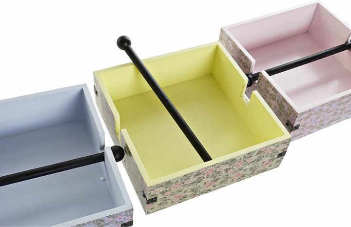 Actual product image DKD Home Decor Serviettenring Blau grün Rosa Metall Holz MDF 3 Stücke 22 x 18 x 6 cm