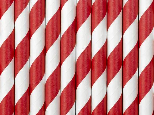 Immagine prodotto Partydeco Cannuccia di carta a righe bianche e rosse (10 x)