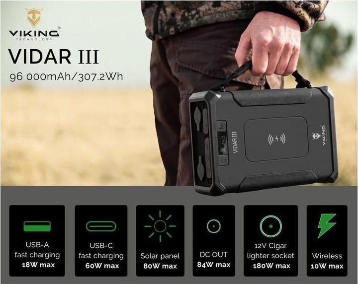 Actual product image Viking Outdoorov? powerbanka VIDAR III (96000 mAh, 180 W)