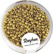 Image du produit Rayher Perles de rocaille, 2, 6 mm ø, nacre, or, 17 g
