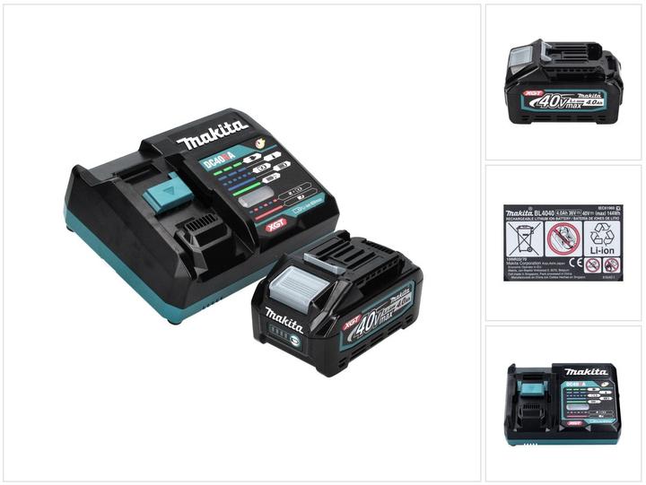 1x Makita BL 4040 Akku 40 V max. 4,0 Ah XGT Li-Ion Akku ( 191B26-6 ), 1x Makita DC 40 RA Schnell Ladegerät XGT LXT ( 191E07-8 )
