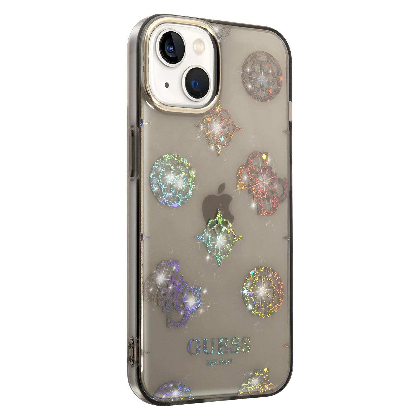 Guess Silicone Case Peony Glitter For Apple IPhone 14 Plus Black GUHCP14MHTPPTK (Eu ) (Apple IPhone 14 Plus), Smartphone Hülle, Schwarz