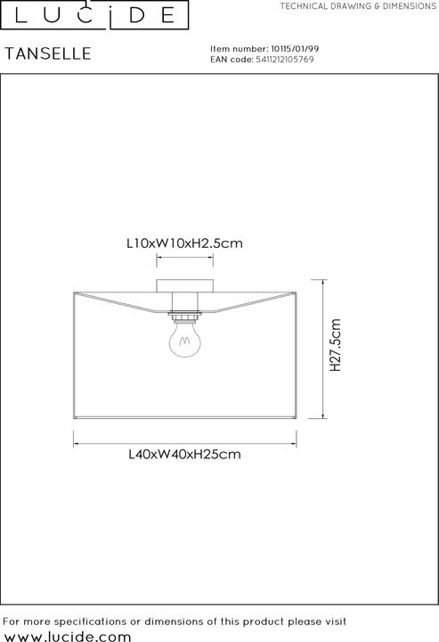 Produktbild Lucide TANSELLE - Deckenleuchte - Ø 40 cm - 1xE27 - Multifärben 10115/01/99 (E27)
