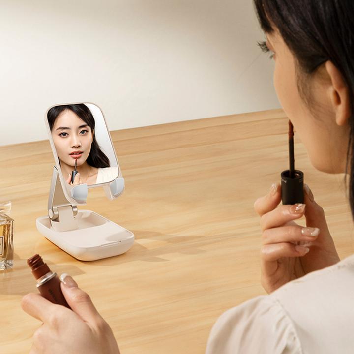 Actual product image Baseus Folding Phone Stand with mirror (baby pink)