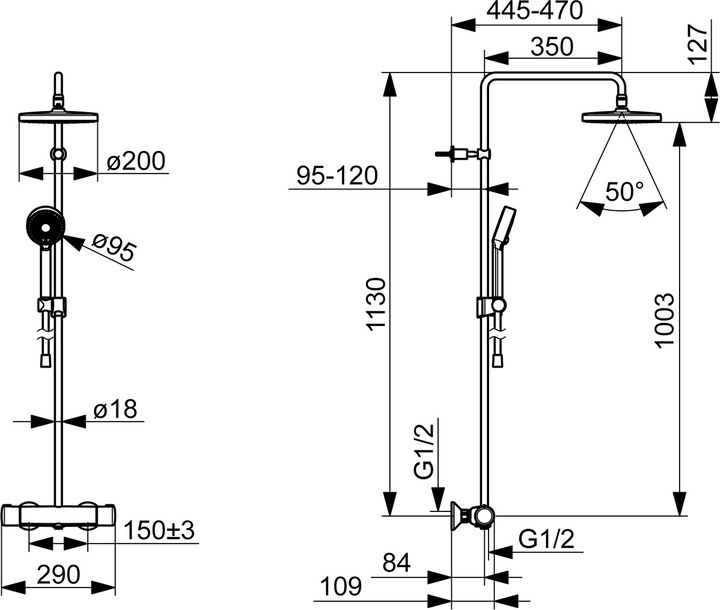 Produktbild Hansa Micra Duschsystem mit Thermostat schwarz matt