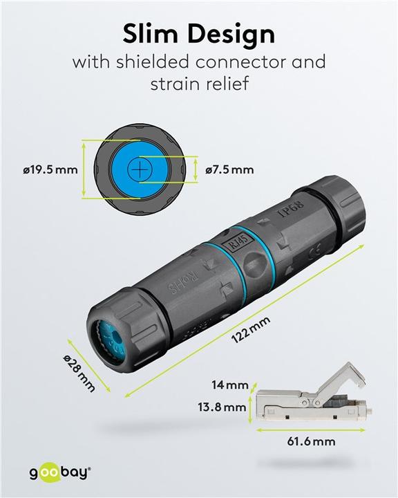 Actual product image Goobay network coupler (S/UTP, CAT6a, 0.12 m)