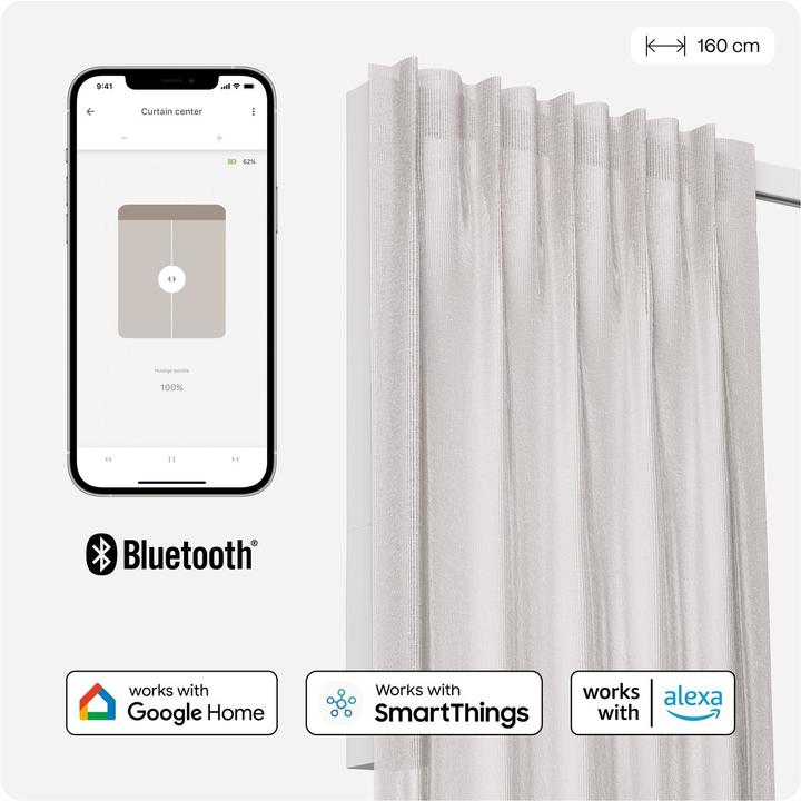 Productafbeelding Motionblinds Smart Curtain Rail Central opening 160cm