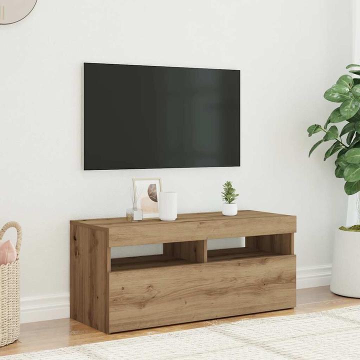 Produktbild VidaXL TV Schrank Lowboard Fernsehschrank Fernsehtisch mit LED Artisan-Eiche (90 x 35 x 40 cm)