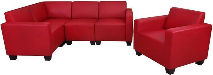 Actual product image Mendler Modular Sofa-System Couch-Garnitur Lyon 4-1, Kunstleder, rot