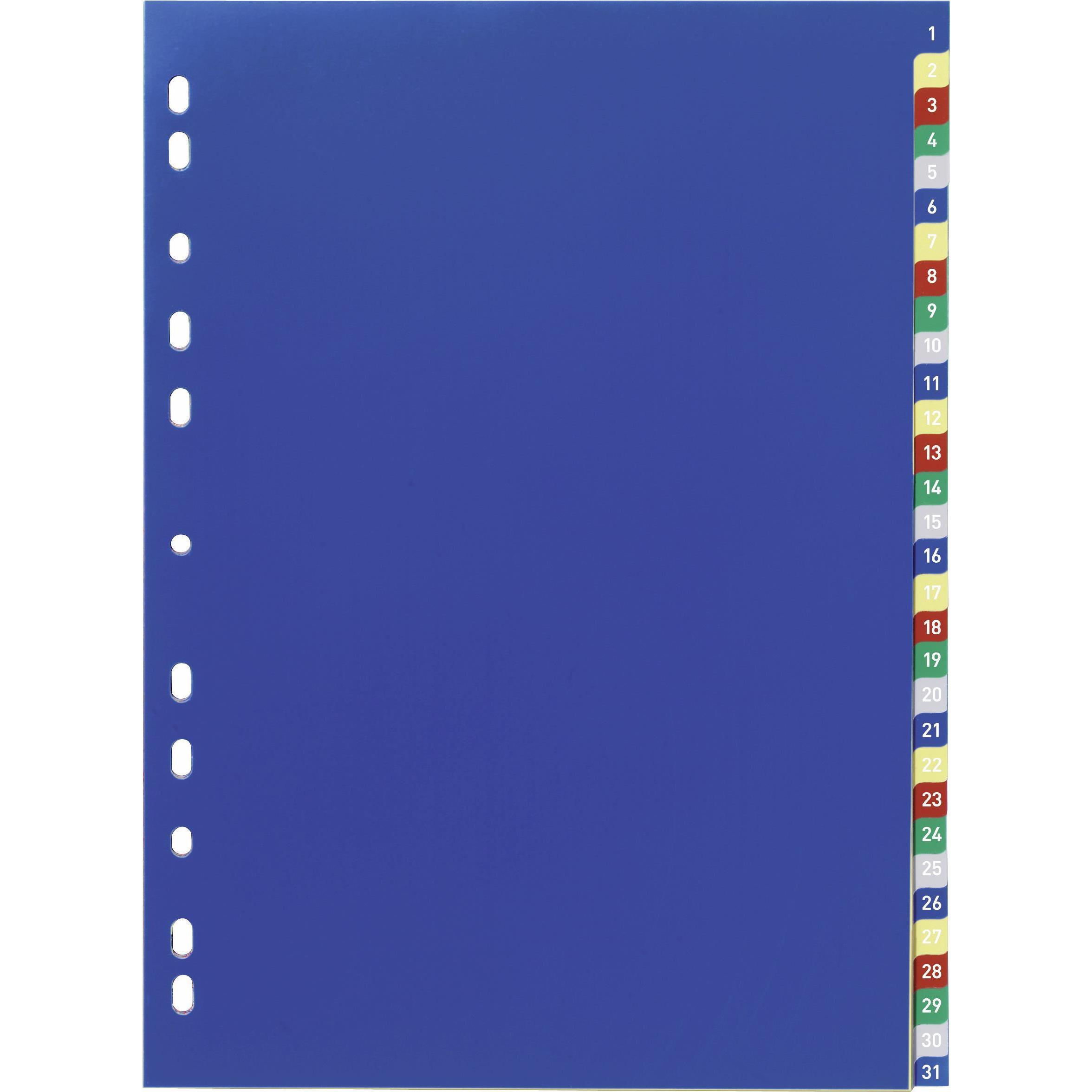 Durable, Ordner Zubehör, REGISTER PP MIT FARBIGEN TABEN 31 BLATT 1-31 20 ST 675627