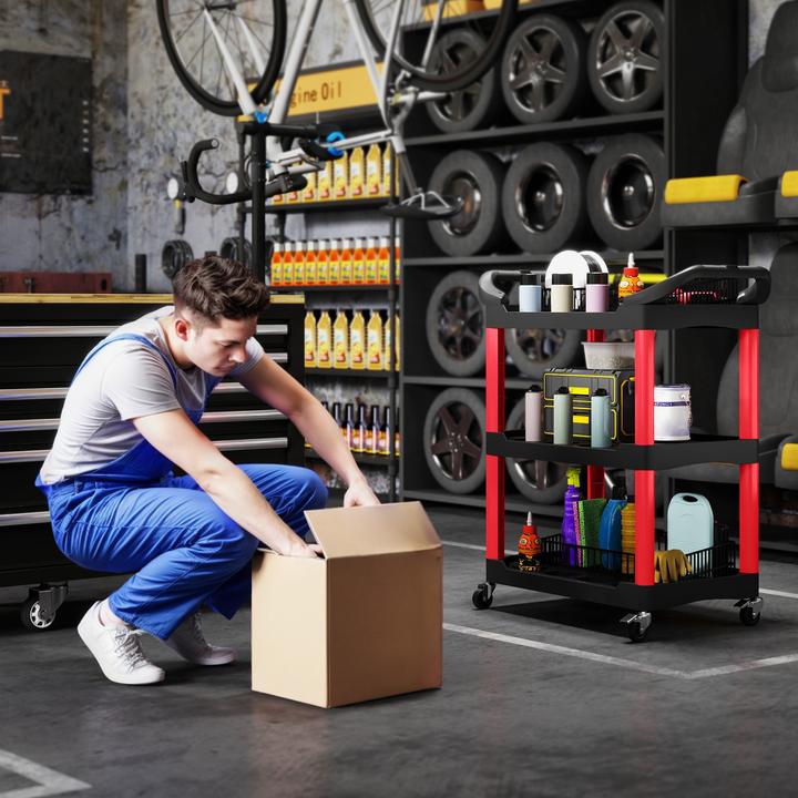 Produktbild Homcom Werkstattwagen Kunststoff Schwarz+Rot