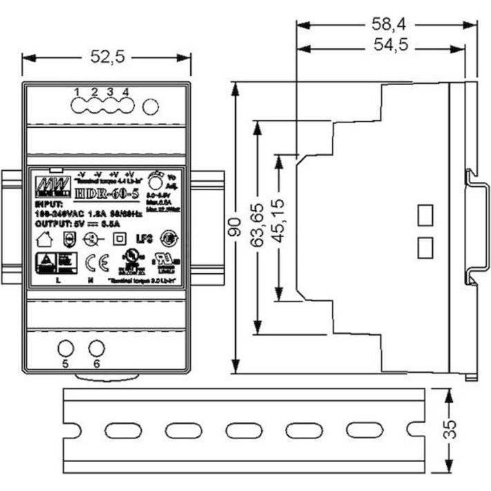 Thumbnail - MeanWell, Systemstromversorgung, Hutschienen Netzteil (DIN Rail) 5 V/DC 6.5 A 32.5 W 1 x