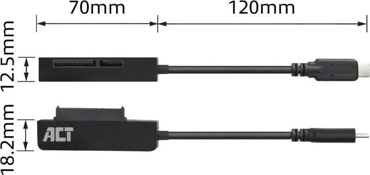 Actual product image ACT USB-C adapter cable to 2.5" SATA HDD/SSD