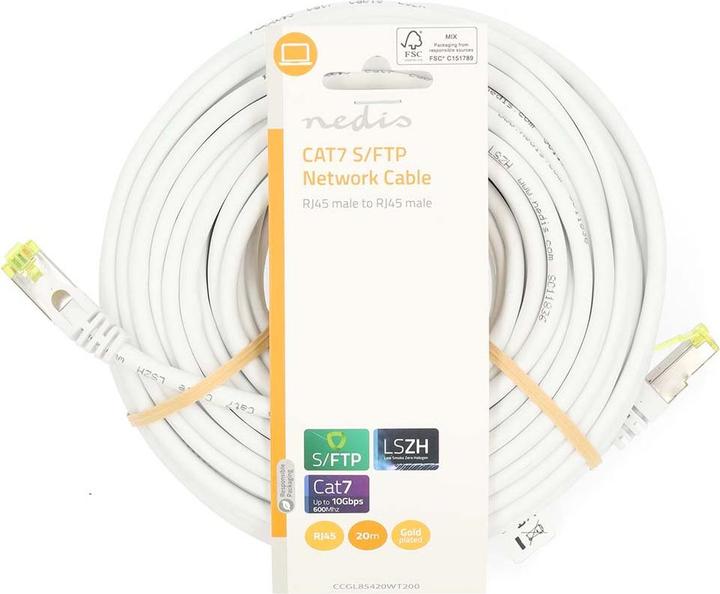 Immagine prodotto Nedis Cavo di rete CAT7 - S/FTP - RJ45 maschio - RJ45 maschio - 0,50 m - Senza strappo - Rotondo - LSZH - (S/FTP, CAT7, 0.50 m)