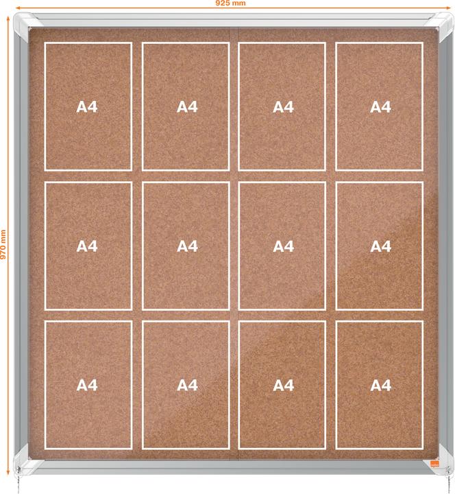 Produktbild Nobo Schaukasten Schiebetür Kork-Rueckwand 12 x DIN A4 für Innenbereich