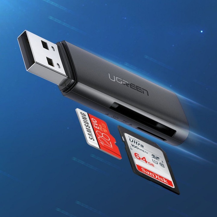 Productafbeelding Ugreen USB 3.0 kaartlezer voor SD en MicroSD kaarten (SDHC SDXC UHS-I) (USB 3.0)