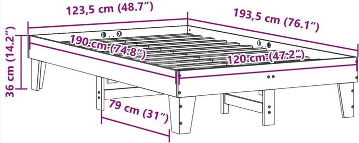 Actual product image vidaXL Bettgestell (120 x 190 cm)