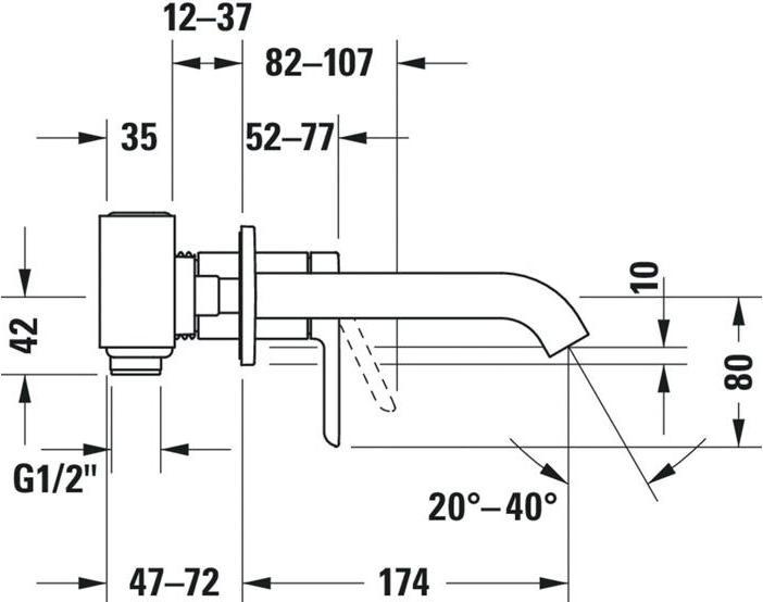 Produktbild Duravit Einhebel-Waschtischmischer C.1 Unterputz, Ausladung 174mm chrom