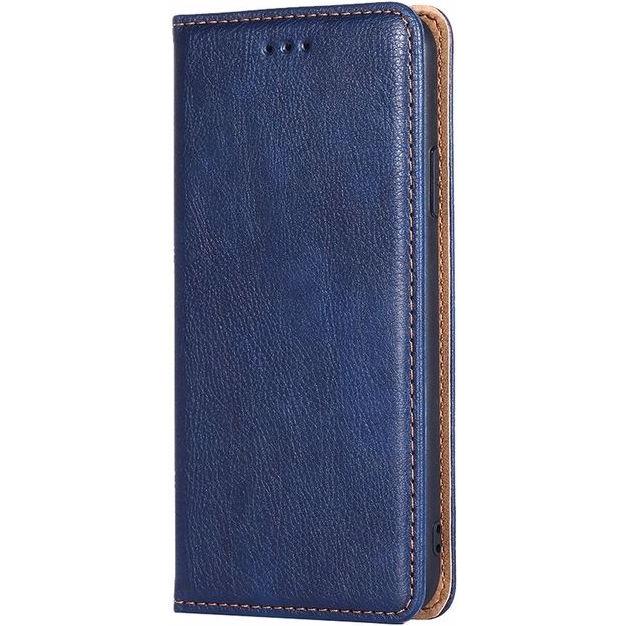 MU Classic Crazy Horse V Leder Bookcover Series (Samsung Galaxy S22+), Smartphone Hülle, Blau
