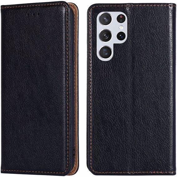 Actual product image MU Classic Crazy Horse V Leather Bookcover Series (Samsung Galaxy S22 Ultra)