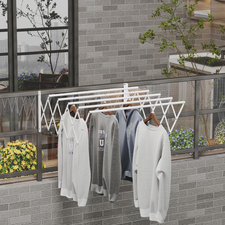 Image du produit Homcom Wäscheständer mit Wandmontage und zusammenklappbar