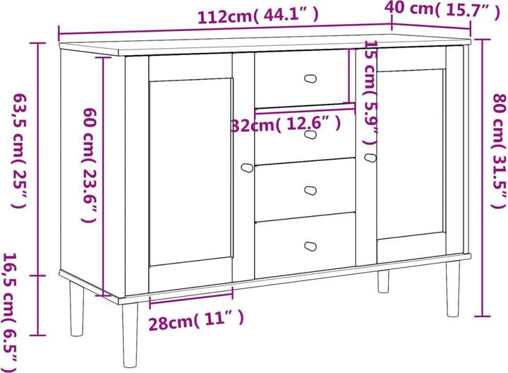 Image du produit vidaXL Sideboard (112 x 40 x 80 cm)