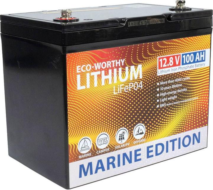 Actual product image Eco-Worthy Marine Lithium-Batterie LiFePO4 12V (12 V, 100 Ah)