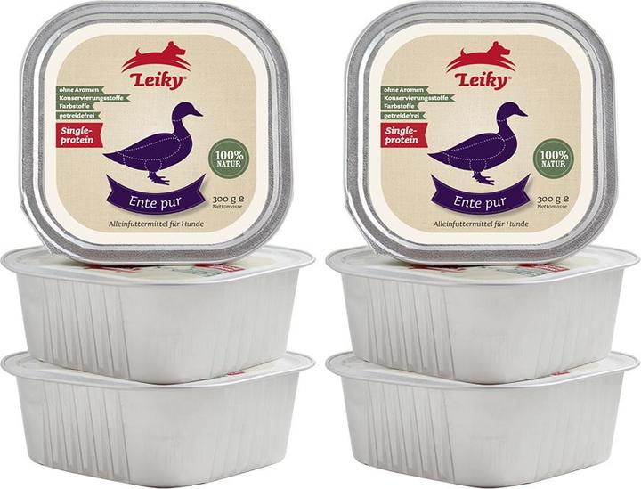 Immagine prodotto Leiky Cibo umido per cani all'anatra (Adulto, 6 pz., 300 g)