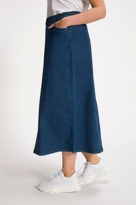 Image du produit Ulla Popken Jupe en jean évasée, taille élastique (62)