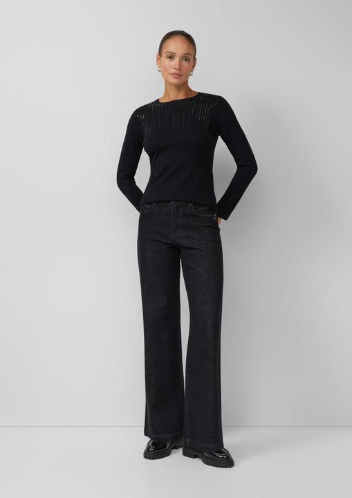 Produktbild s.Oliver Strickpullover Feinstrick-Pullover im Slim Fit mit Schmucksteinen (48)