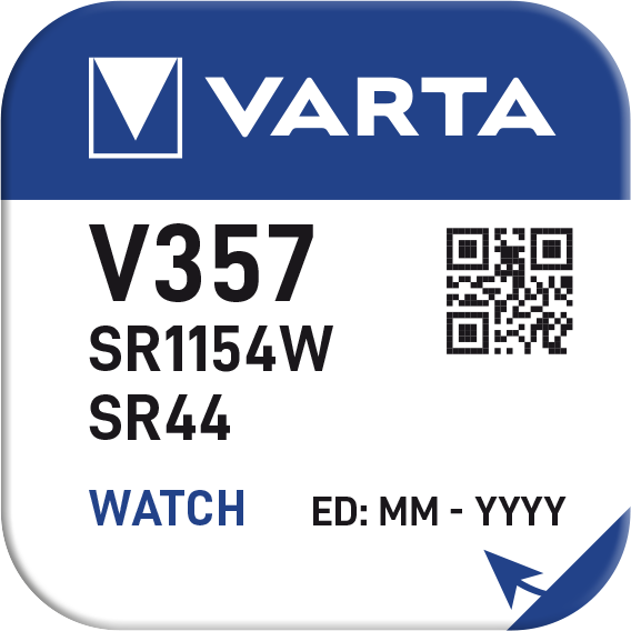 Actual product image Varta V357 / SR1154W - 10 button cells (10 pcs., 28L, SR44, 143 mAh)