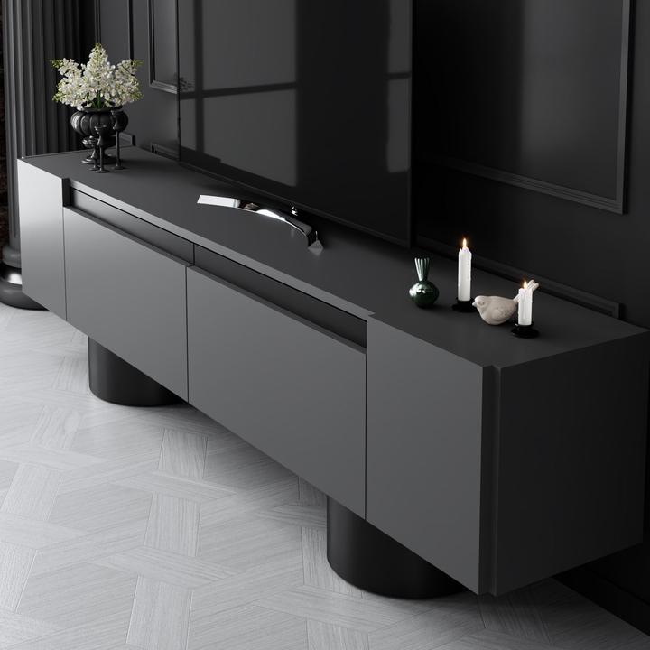 Actual product image Skye Decor Bohem Black TV Stand (180 x 30 x 50 cm)