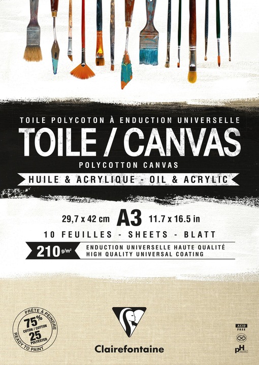 Produktbild Clairefontaine Leinwand Polycotton Grain (210 g/m², 120 x)