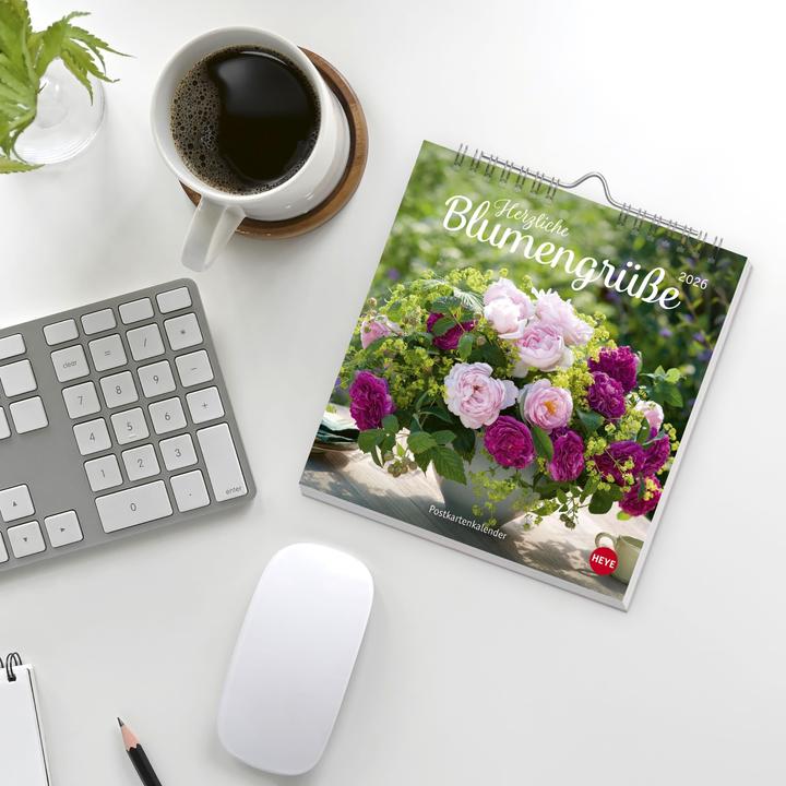 Produktbild Herzliche Blumengrüsse Postkartenkalender 2026 (Harter Einband, Deutsch)