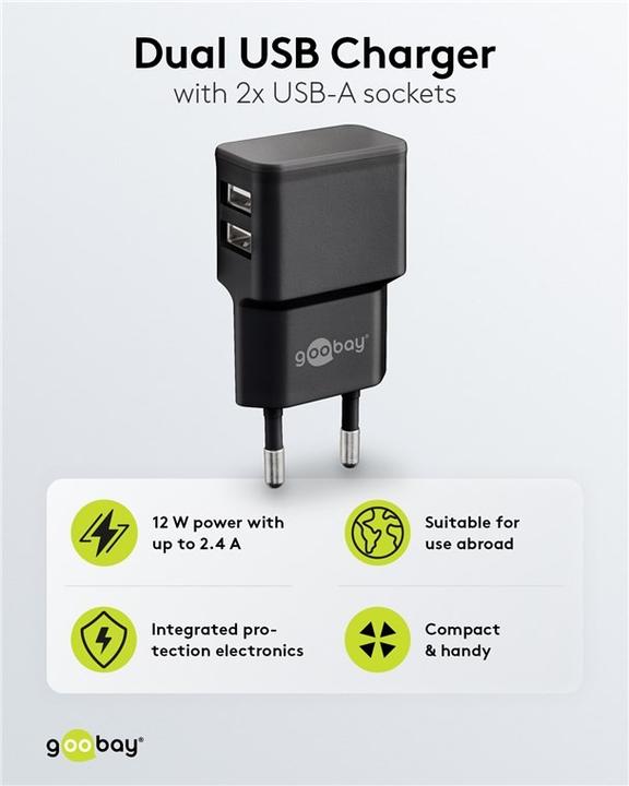 Produktbild Goobay USB-Ladegerät 2-fach (12 W)