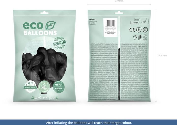 Actual product image Partydeco Eco Balloons 30 cm Pastel, Black (1 Pck (1x)