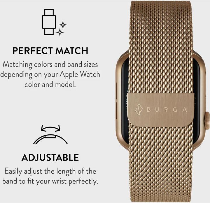 Burga Apple Watch Band Metal Mesh Gold 38mm / 40mm / 41mm (Milanaise RVS vlechtwerk)