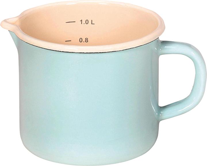 Krüger Milchtopf Ø12cm mit Ausguss und Innenskalierung mint (12 cm, Milchtopf, Emaille)