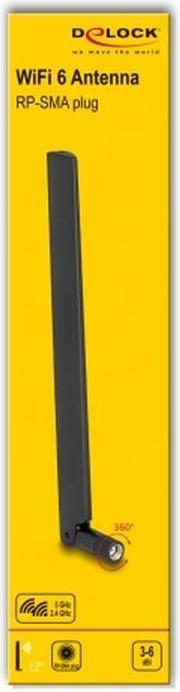Produktbild Delock 90677 - WiFi 6 Antenne RP-SMA Stecker 3 - 6 dBi omnidirektional mit Kippgelenk sc (WLAN)