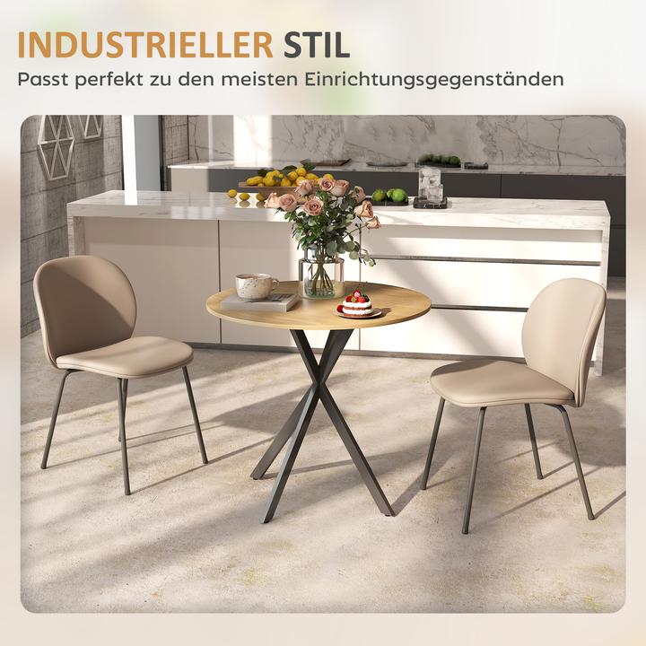 Produktbild Homcom Esstisch Spanplatte, Stahl Eiche (80 x 75 cm)