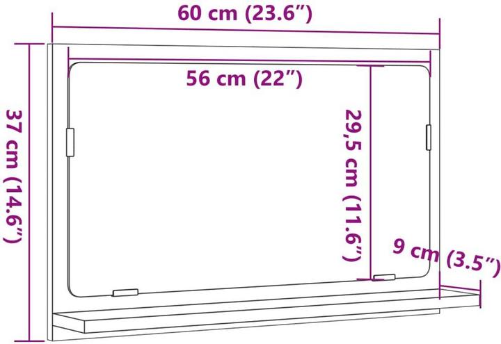 Actual product image vidaXL Bathroom mirror (60 x 37 cm)