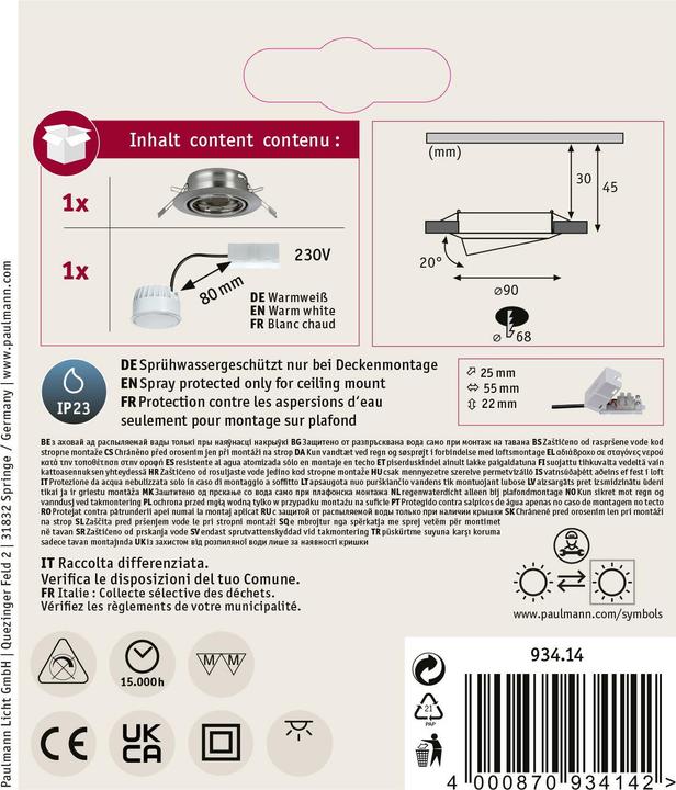 Produktbild Paulmann Einbauleuchte Base Set (350 lm)