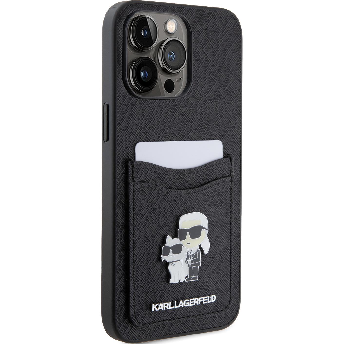 Thumbnail - Karl Lagerfeld KLHCP15LSAPKCNPK iPhone 15 Pro 6.1" czarny/black hardcase Saffiano Cardslot Karl&Chou (Apple iPhone 15 Pr...