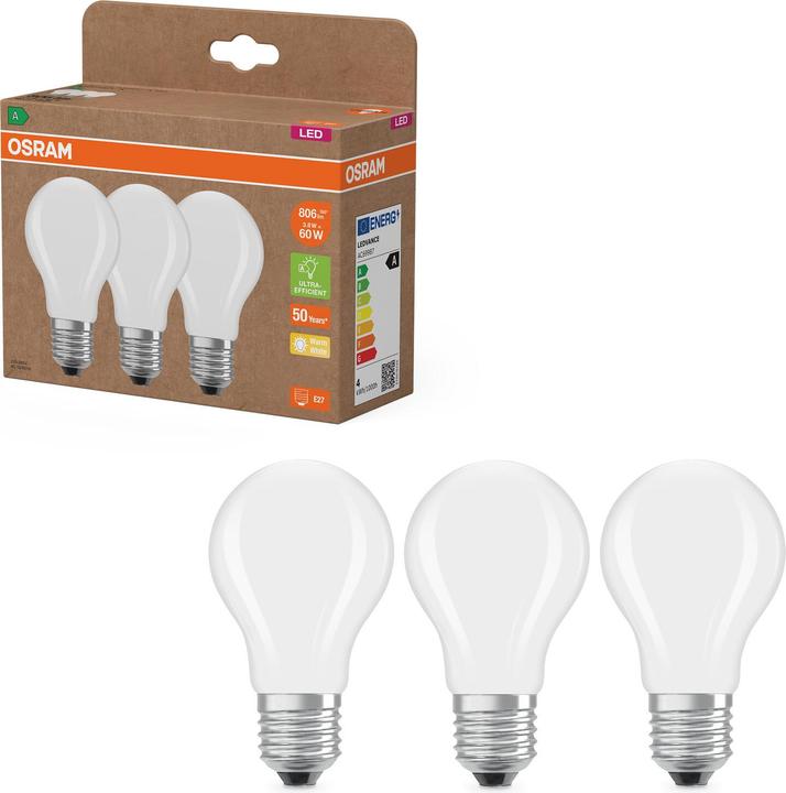 Image du produit Osram Triopack LED Leuchtmittel Classic A60 E27 frosted (E27, 806 lm, 30 x)