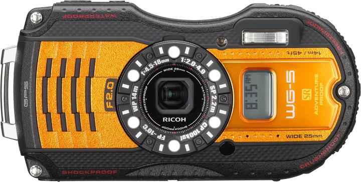 RICOH WG 5 GPS, wasserdicht bis 14m (16 Mpx, 1/2,3'')