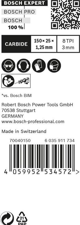 Produktbild Bosch Professional Zubehör EXPERT ‘Thick Tough Metal’ S 955 CHC Säbelsägeblatt, 10 Stück